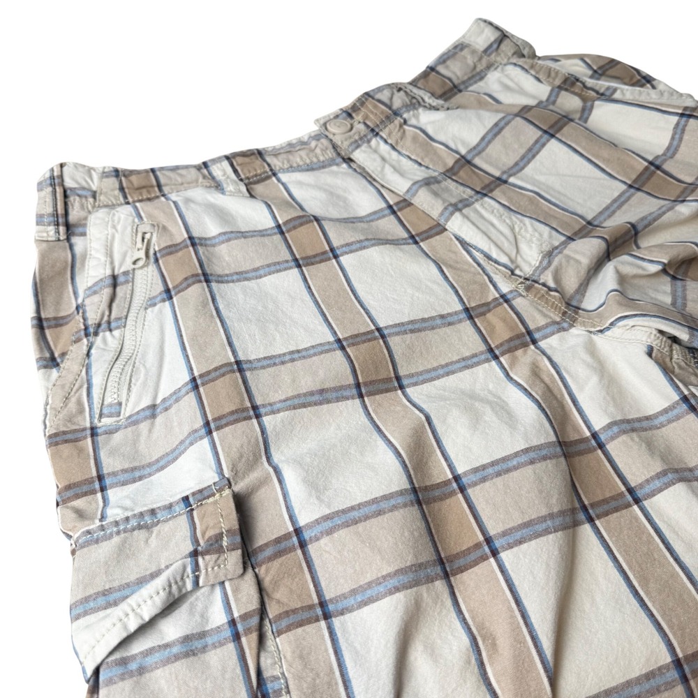American Rag Mens Plaid Cargo Shorts 36 Tan‎ Cotton Gorpcore Pockets Y2K Style